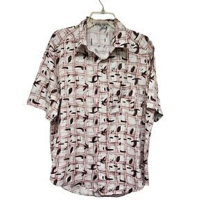 Easy Life Mens Short Sleeve Button Up Shirt Size XL Color Burgundy/White